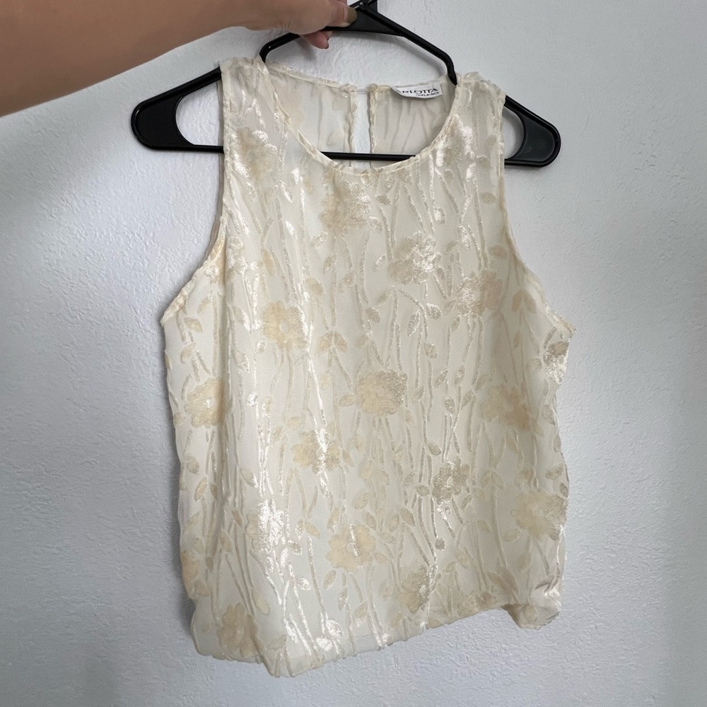 SOLD Ivory Sheer Floral Tank Top